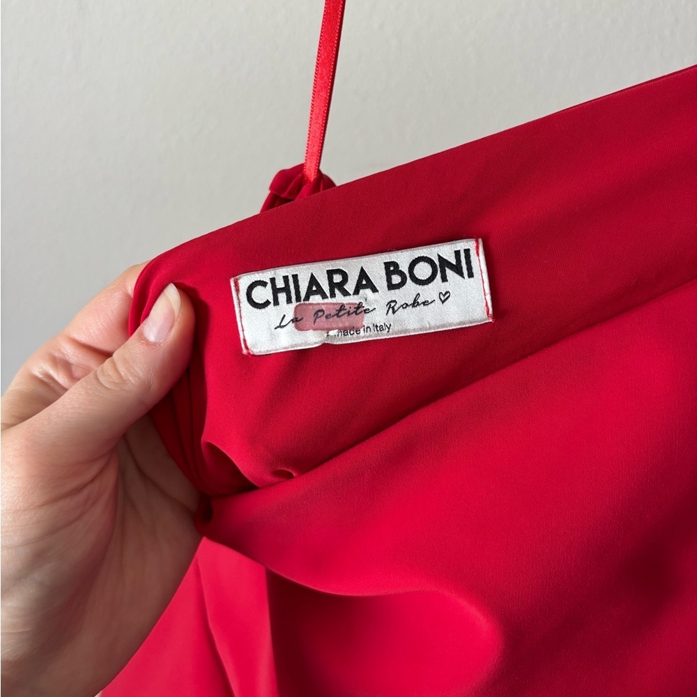 La Petite Robe di Chiara Boni Red Kimina One Shoulder Red Ruffle Gown Dress 10 - Picture 9 of 12